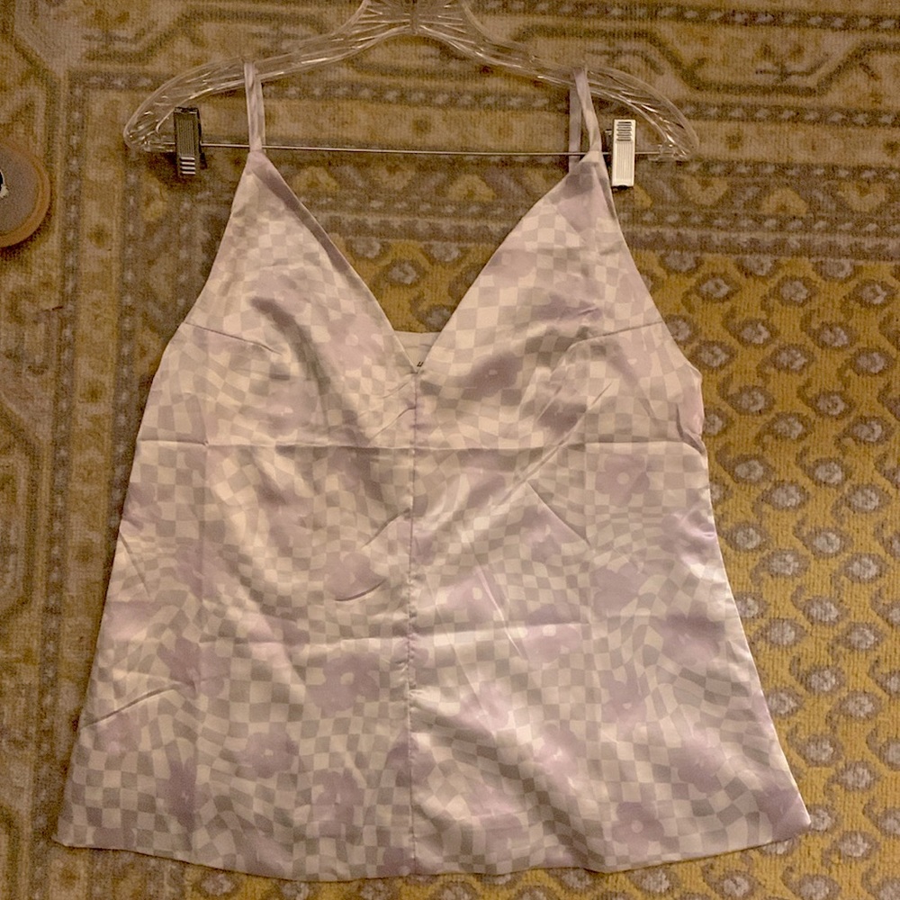 Small Love + Harmony flowy tank top wavy checkered pattern + floral